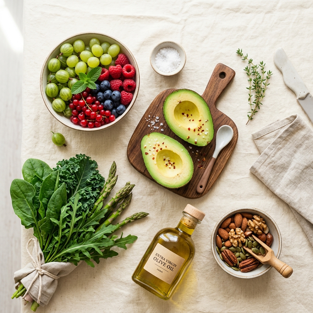Ingredientes saludables y estilo de vida nutritivo
